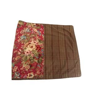 Chaps Summerton Houndstooth King Size Pillow Sham Red Floral Plaid